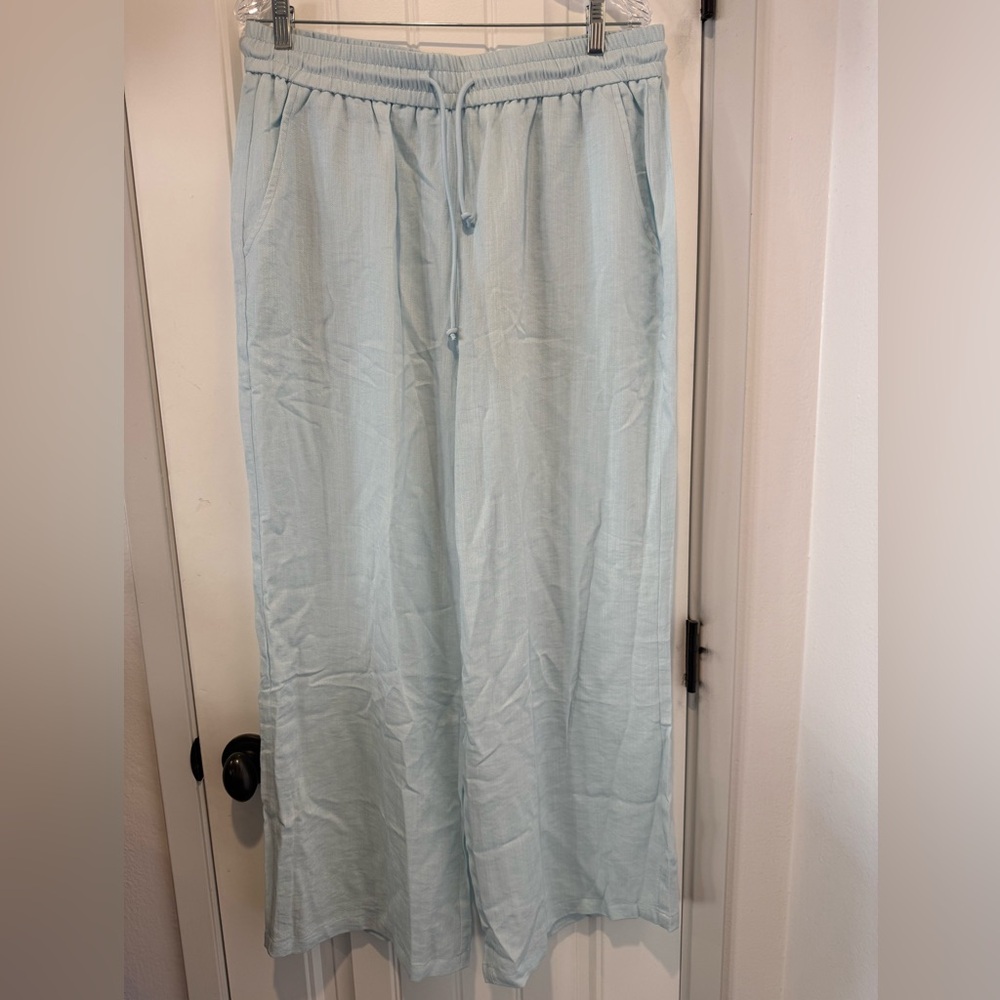 Halara High Waisted Drawstring Pocket Wide Leg Casual Linen-Feel Pant XL NWT